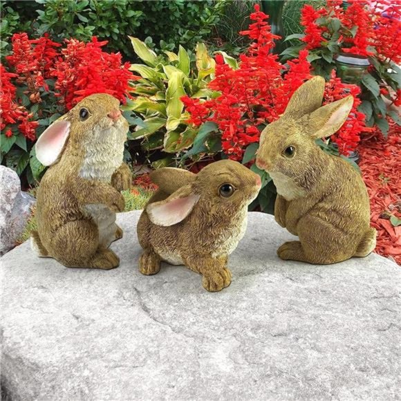 The Bunny Den Rabbits Indoor/Outdoor Garden Animal Statues,3Inches Wide,4 Inches - Picture 6 of 6